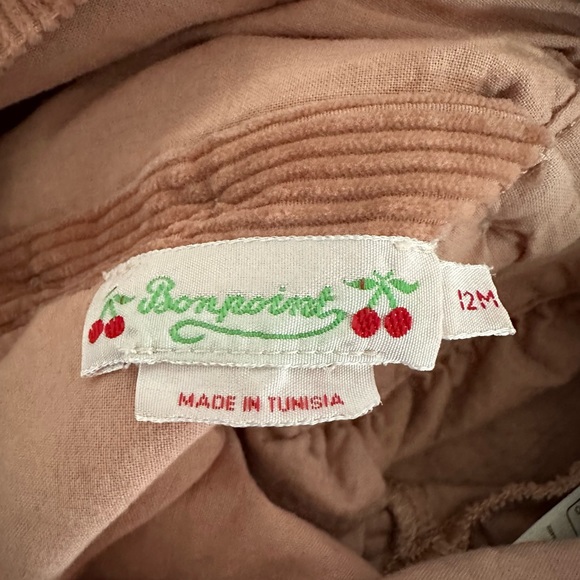 Bonpoint Long-sleeve Corduroy Dress in Peachy Pink, Size 12M - Picture 4 of 6